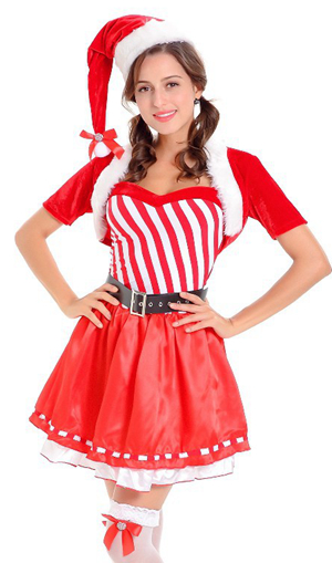 FC135 Candy Cane Cutie Costume Womens Sexy Christmas Fancy Dress